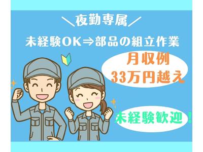 株式会社ニチギワールド ／ 【お仕事先】つくば市／大手メーカーの工場 ◆未経験OK♪組立作業 ◆時給1875円＆月給33万円越え◆夜勤専属＆土日祝休み ◆マイカー・バイク・自転車通勤OK 06のアルバイト