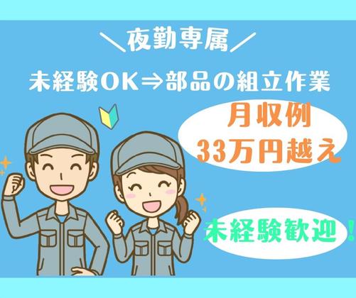 株式会社ニチギワールド ／ 【お仕事先】つくば市／大手メーカーの工場 ◆未経験OK♪組立作業 ◆時給1875円＆月給33万円越え◆夜勤専属＆土日祝休み ◆マイカー・バイク・自転車通勤OKのアルバイト写真